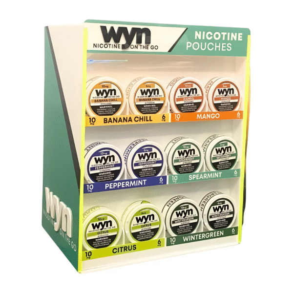 WYN Nicotine Pouches Counter Display FULL 12 SLEEVE IND
